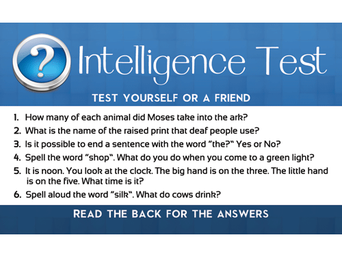 Intelligence Test Tract (pack of 100)